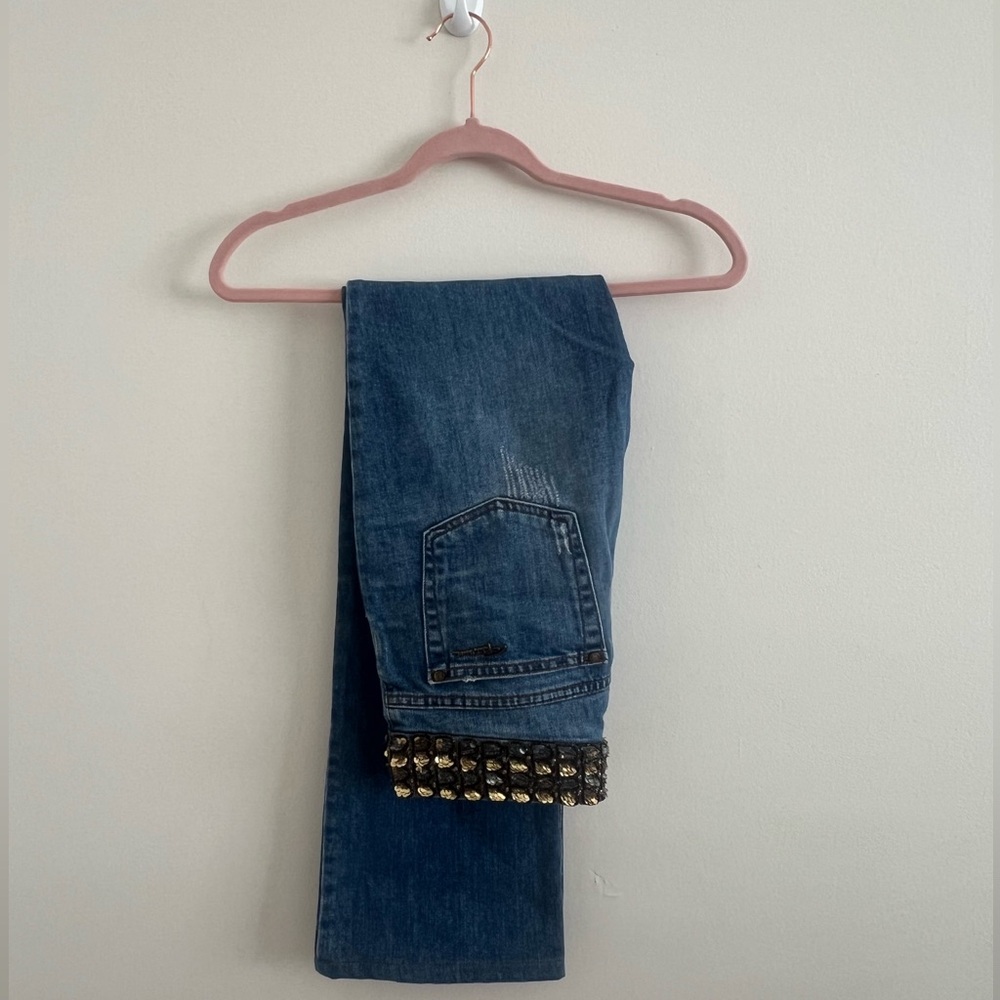 Rare Vintage Roberto Cavalli Gold and Black Sequin Waistband Jeans